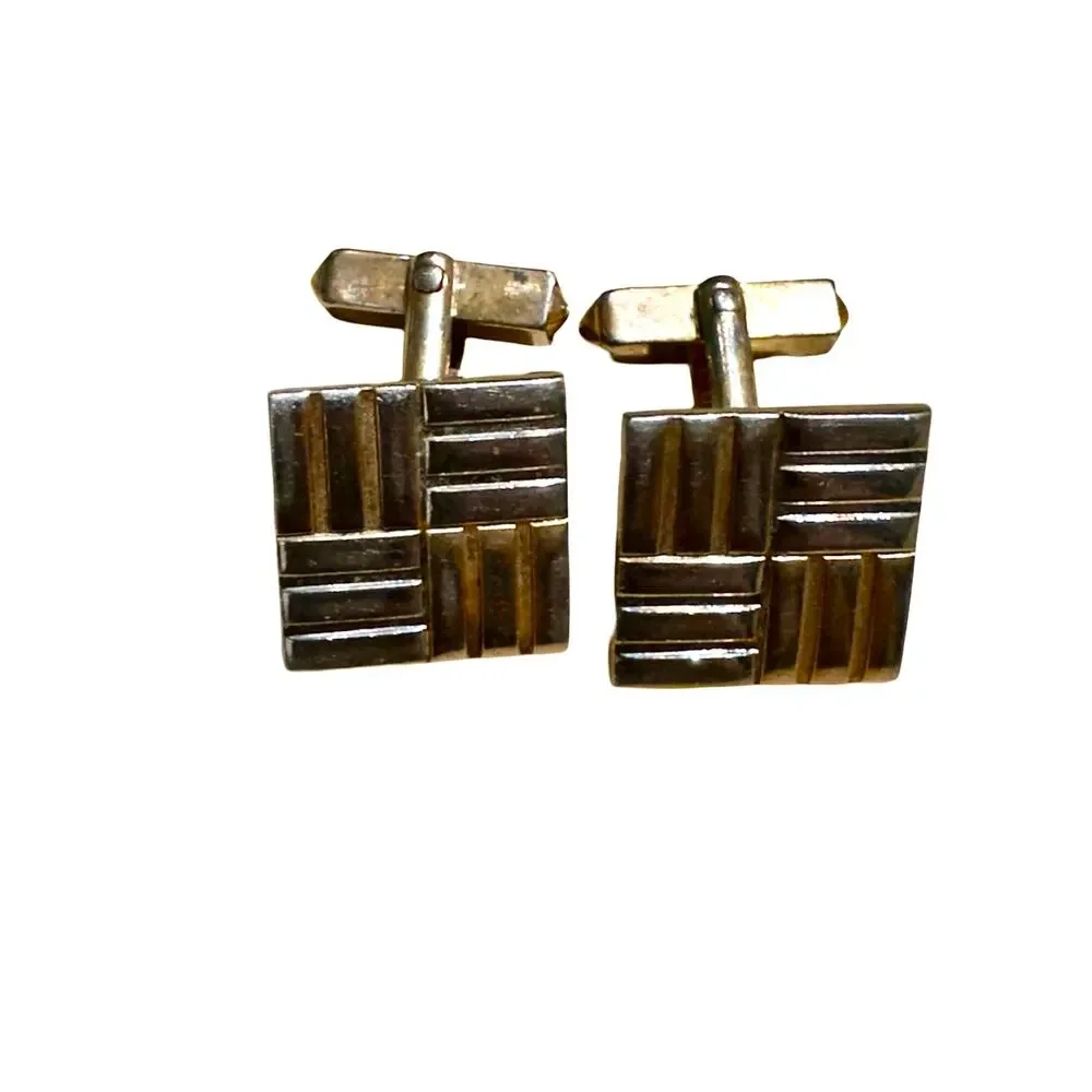 Vintage Swank Gold and Silver Square Cuff Links
